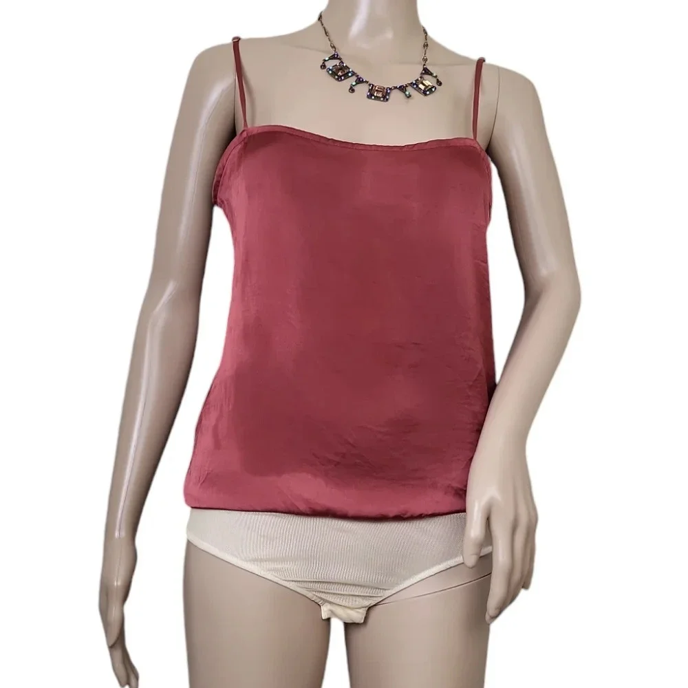 Free People First Date Red Silk Bodysuit